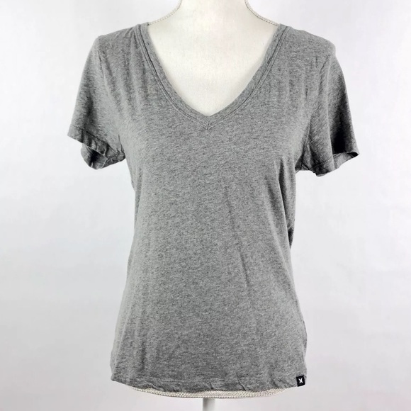Hurley Light Gray V Neck Tee Tshirt 